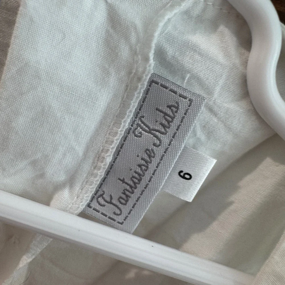Fantaisie Kids White Cotton‎ Smocked Palm Tree Top and Pants Set Girls Size 6